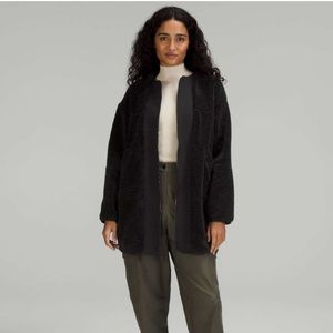 NWOT Lululemon Black Collarless Textured Fleece Full Zip Size 8